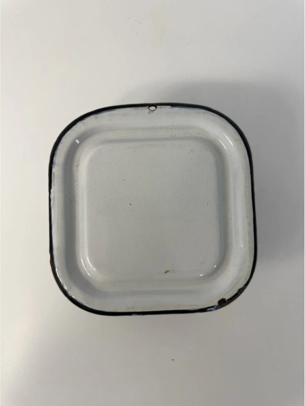 VTG Enamelware Refrigerator/Oven Safe Food Storage Box White/Black Rim 1920-1930